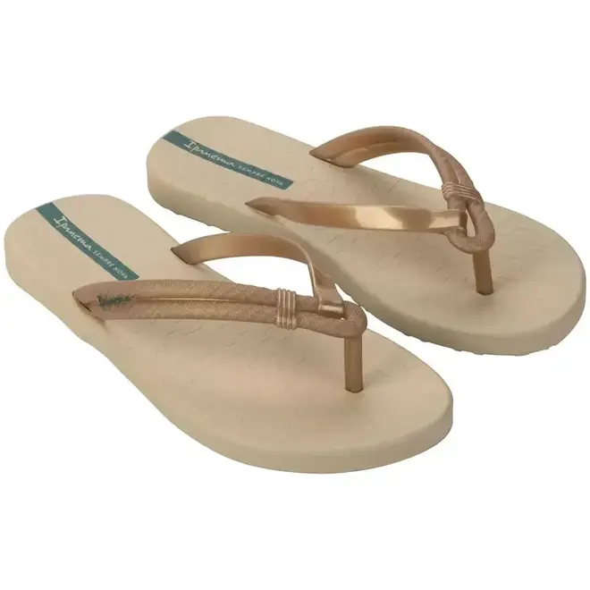 Chinelo Dedo Ipanema Bege e Verde Feminino