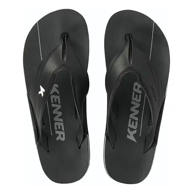 Chinelo Dedo Kenner NK6 Flux Preto e Branco Masculino