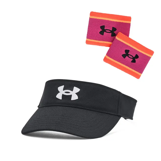 Kit 1 Munhequeira Under Armour Perfomance Terry e 1 Viseira Feminina Under Armour Blitzing