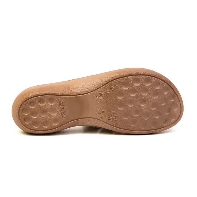 Tamanco Anabela Terra e Água Linho e Caramelo Feminino