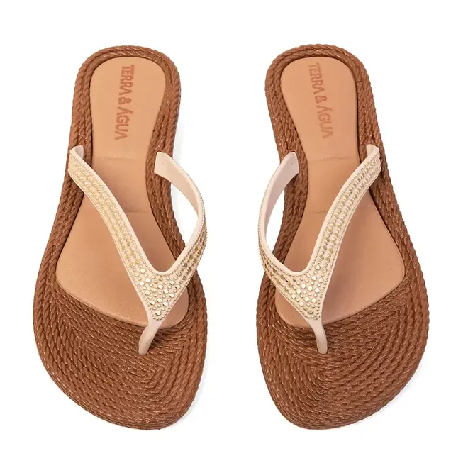 Chinelo Dedo Terra e Água Creme Feminino