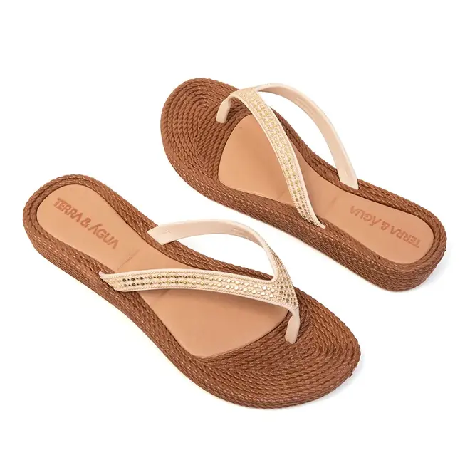 Chinelo Dedo Terra e Água Creme Feminino