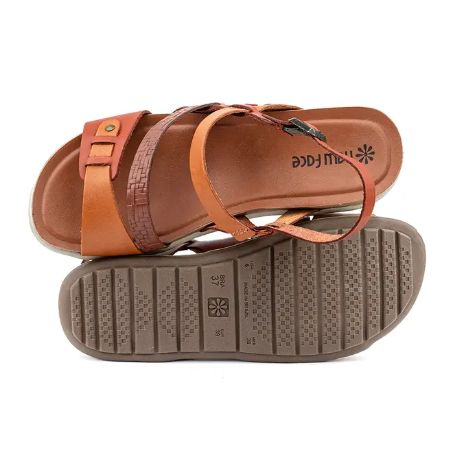 Rasteira Flatform New Face Damasco e Mel Feminina