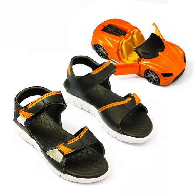 Sandália Toys Kidy Preto e Laranja Menino