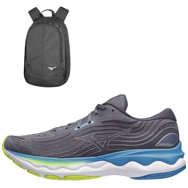 Kit 1 Tênis de Corrida Masculino Mizuno Wave Skyrise 4 e 1 Mochila Fun New