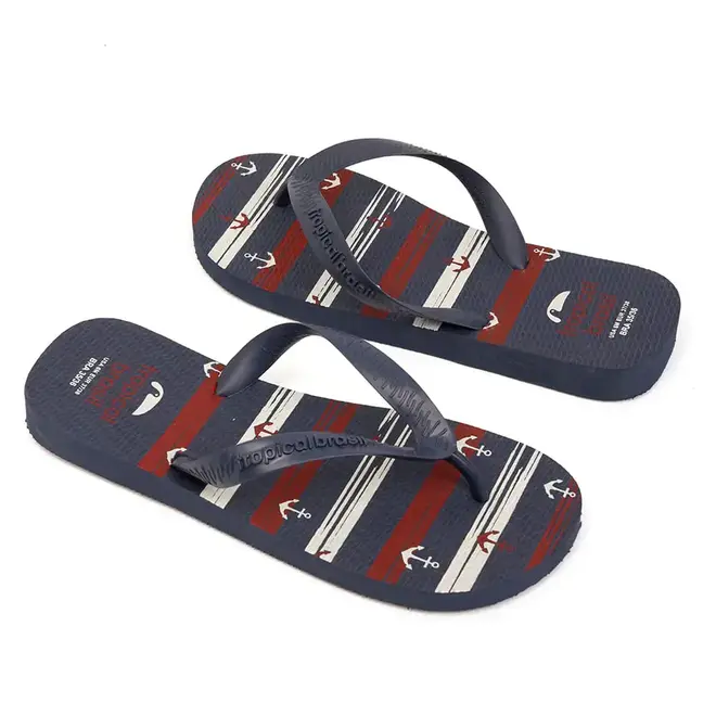 Chinelo Dedo Tropical Brasil Marinho e Vermelho Feminino