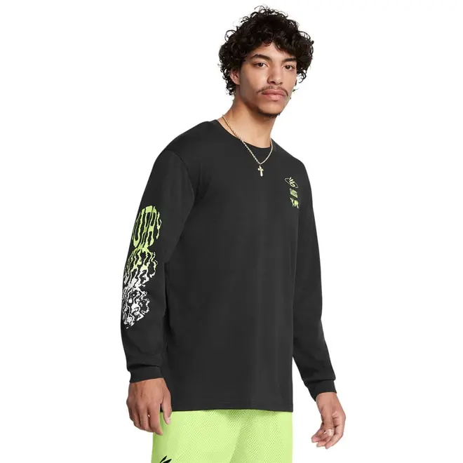 Camiseta de Basquete Manga Longa Masculina Under Armour Curry Verbiage
