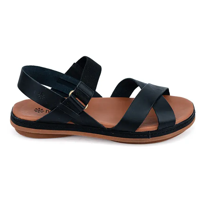 Rasteira Flatform New Face Preto e Caramelo Feminina