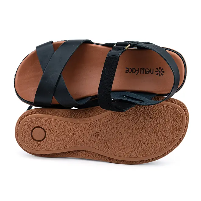 Rasteira Flatform New Face Preto e Caramelo Feminina