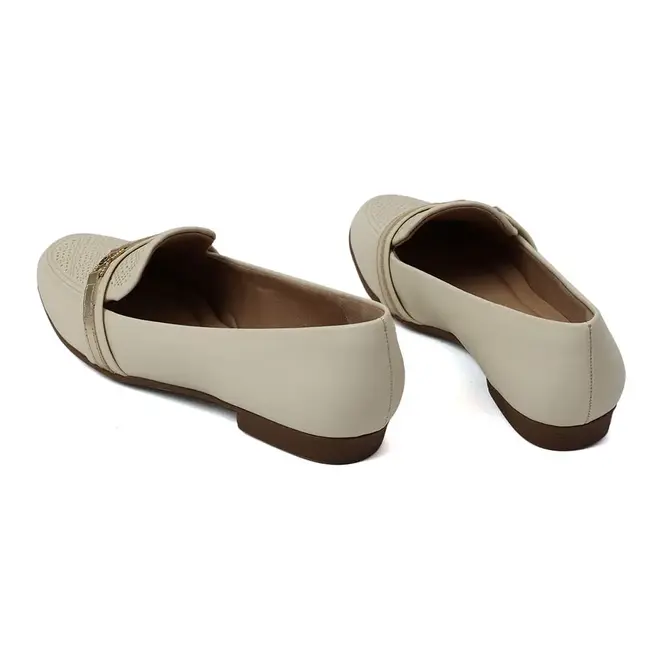 Sapato Mocassim Piccadilly Off White Feminino