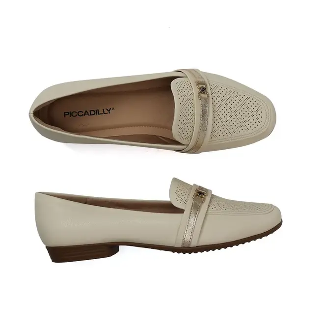 Sapato Mocassim Piccadilly Off White Feminino