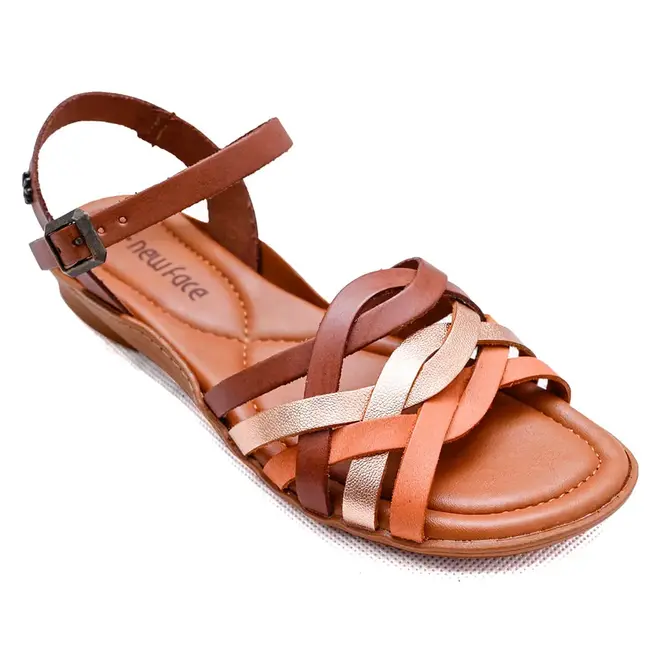 Sandália Rasteira New Face Coral New e Rose Gold Feminina