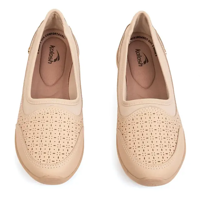 Sapatilha Bico Redondo Kolosh Creme Feminino