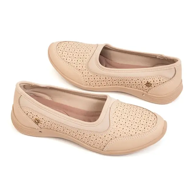 Sapatilha Bico Redondo Kolosh Creme Feminino