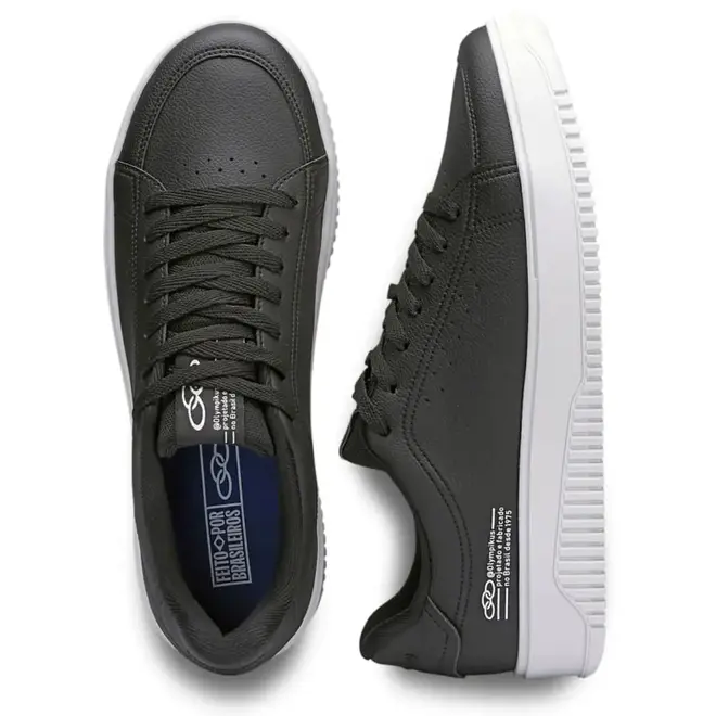 Tênis Casual Olympikus Eros Preto e Branco Masculino