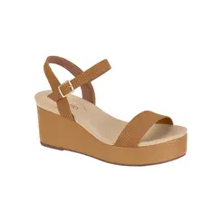 Sandália Anabela Beira Rio Camel Feminina
