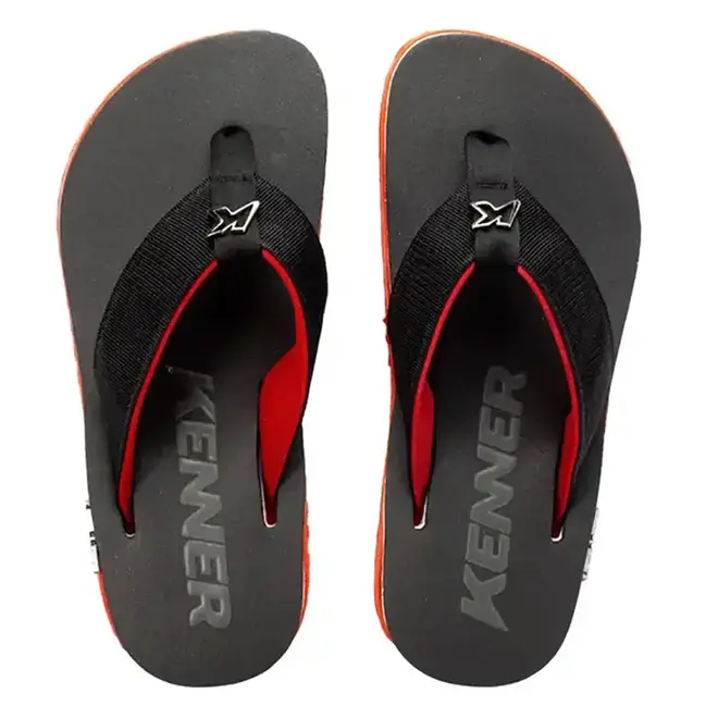 Chinelo Dedo Kenner Kivah Line Preto e Laranja Masculino