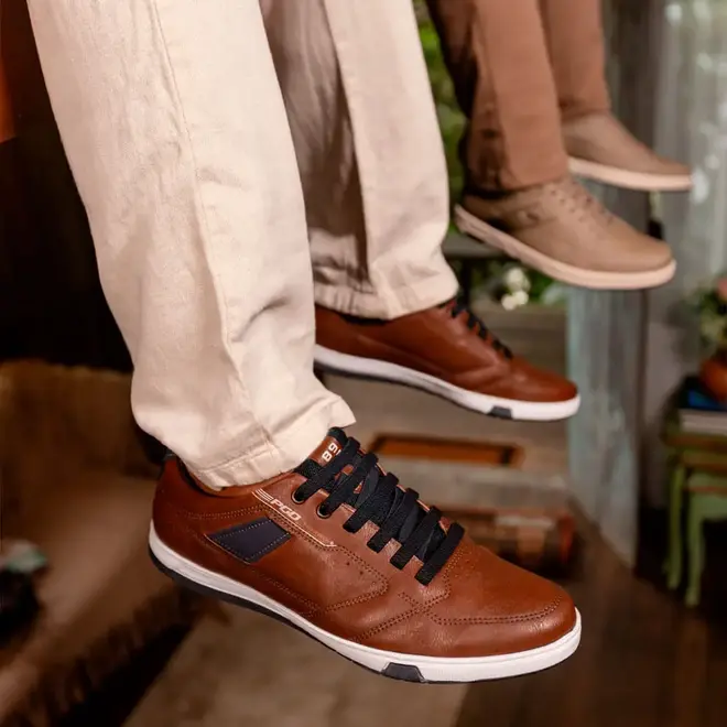 Sapatênis Casual Pegada Marrom e Azul Masculino