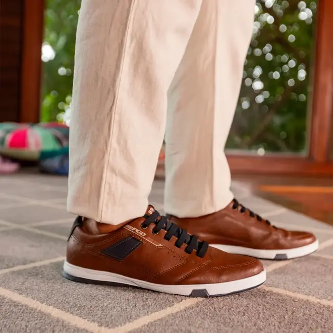 Sapatênis Casual Pegada Marrom e Azul Masculino