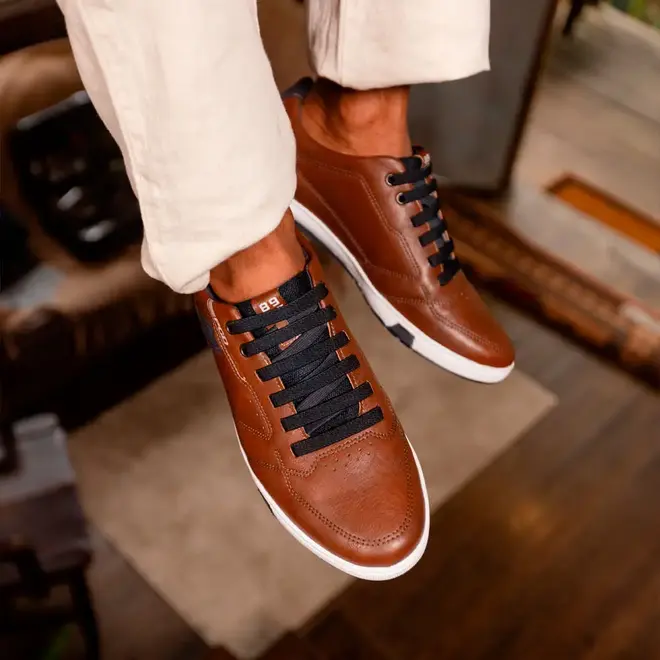 Sapatênis Casual Pegada Marrom e Azul Masculino