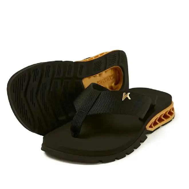 Chinelo Dedo Kenner Rakka Preto e Dourado Masculino