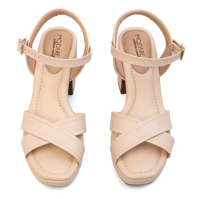 Sandália Salto Modare Creme Feminina