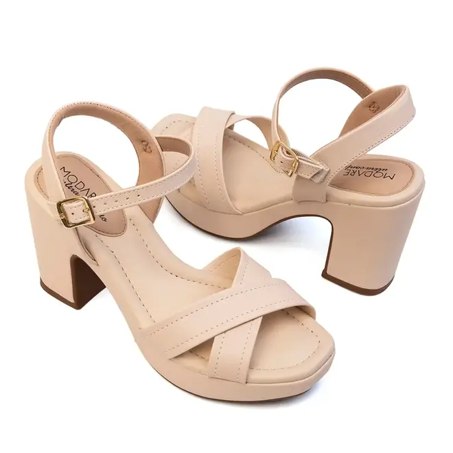 Sandália Salto Modare Creme Feminina