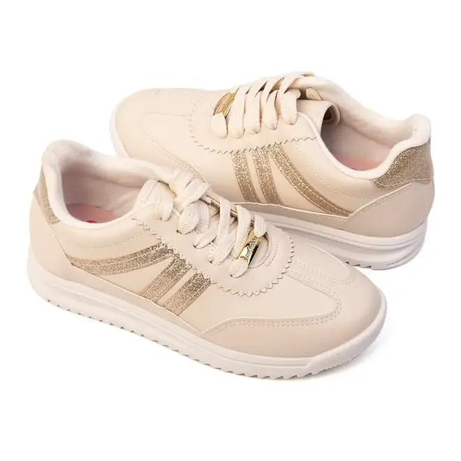 Tênis Molekinha Branco Off e Dourado Menina