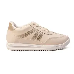 Tênis Molekinha Branco Off e Dourado Menina