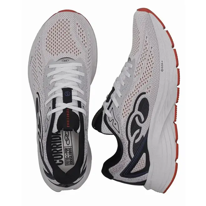 Tênis de Treino Olympikus Challenger 5 Branco e Vermelho Masculino