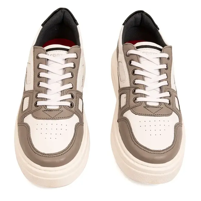 Tênis Casual Sola Caixa Crato Cinza e Branco Masculino