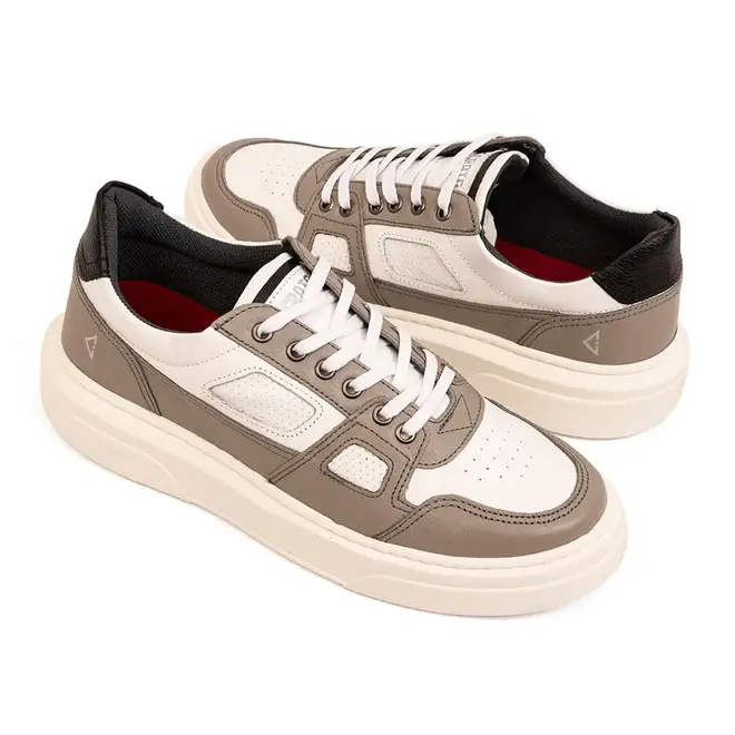Tênis Casual Sola Caixa Crato Cinza e Branco Masculino