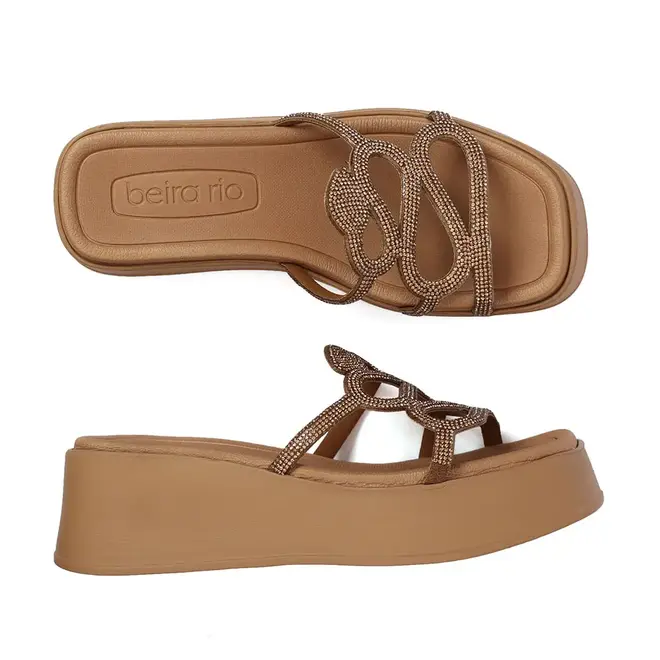 Tamanco Anabela Beira Rio Nude Feminino