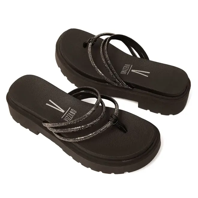 Papete Rasteira Vizzano Preto Feminina