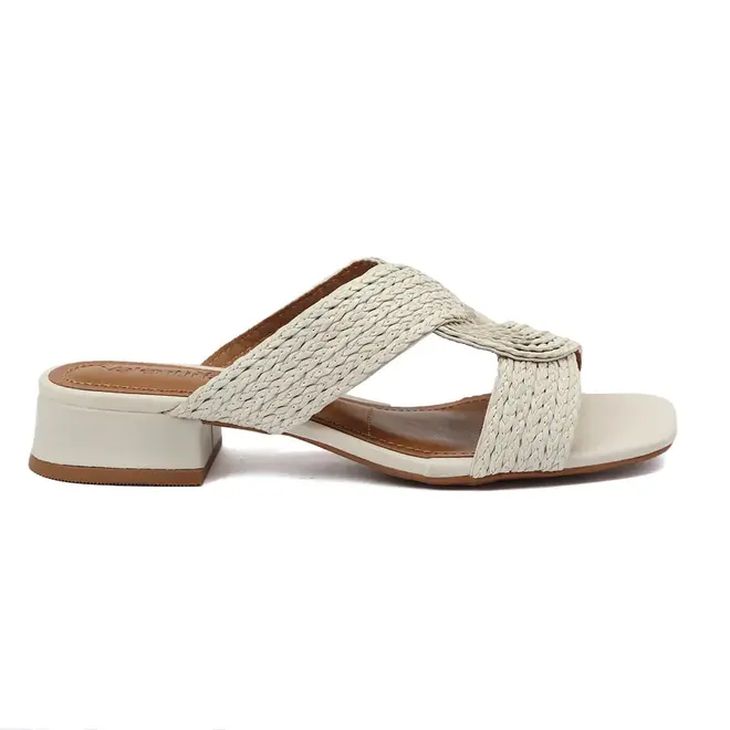 Tamanco Salto Valentina Off White Feminino