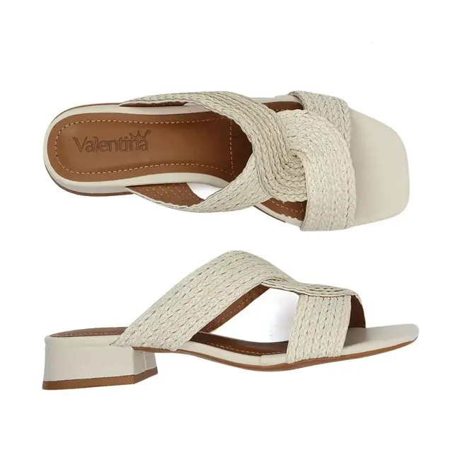 Tamanco Salto Valentina Off White Feminino