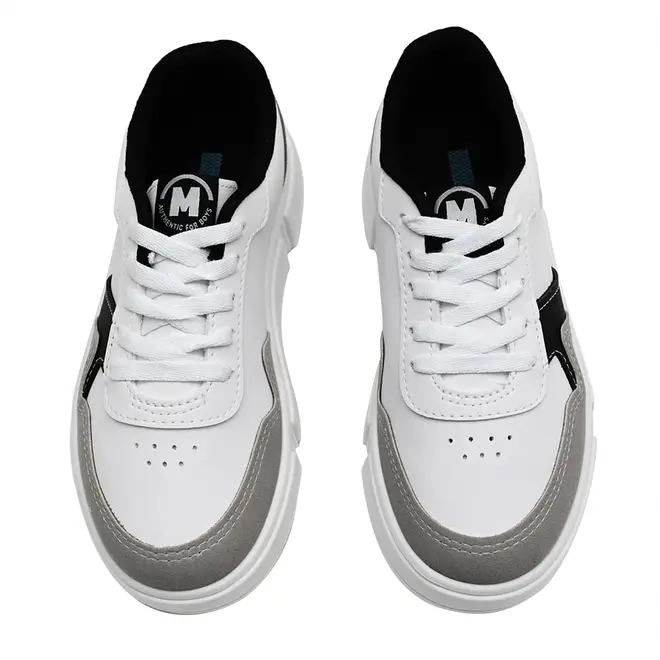 Tênis Casual Molekinho Branco e Preto Juvenil Masculino