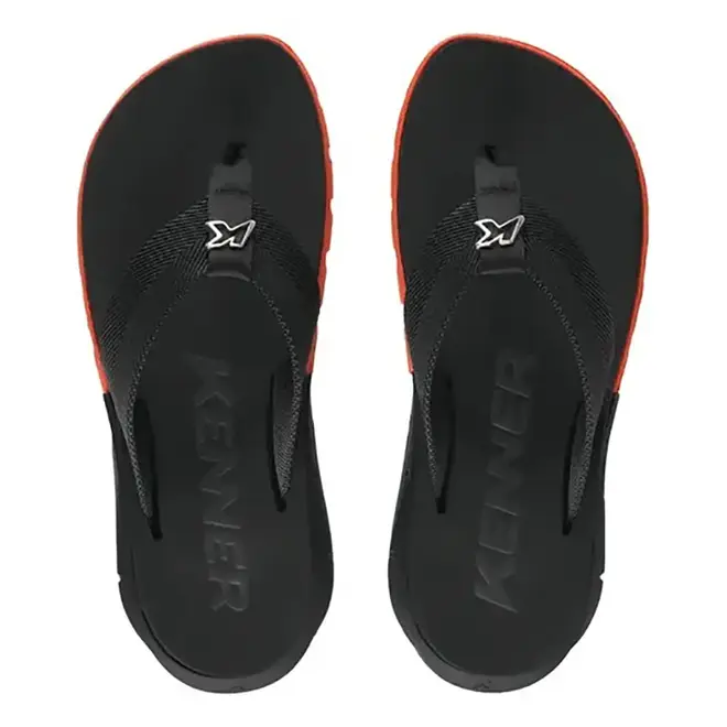 Chinelo Dedo Kenner Orak Preto e Laranja Masculino