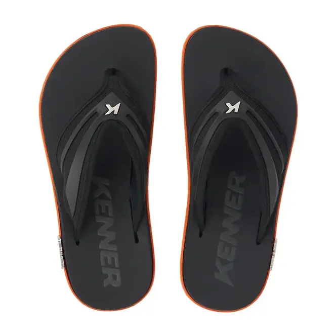 Chinelo Dedo Kenner Kivah New Force Preto e Laranja Masculino