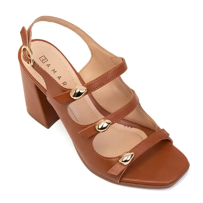 Sandália Salto Ramarim Toffee Feminino
