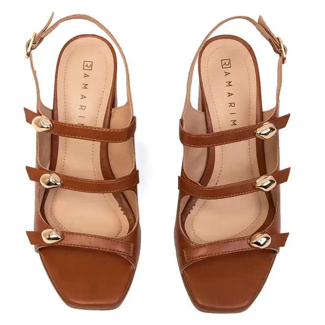 Sandália Salto Ramarim Toffee Feminino