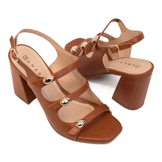 Sandália Salto Ramarim Toffee Feminino